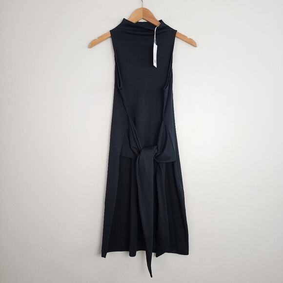 NEW Vince Knot Pima Cotton High Neck Sheath Sleeveless Mini Dress - Picture 4 of 10